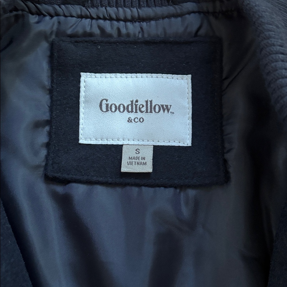 Goodfellow & Co Men's Navy Bomber Jacket Sz Small Wool Blend Fall Winter - Picture 2 of 5